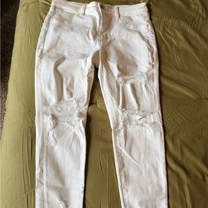 American Eagle Outfitters White Distressed Jeans